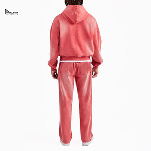 Conjunto de Sudadera con Capucha y Pantalón Deportivo Unisex, Algodón de Alto Gramaje, Lavado Vintage, Estilo Oversize, Streetwear, Fabricante Mayorista Personalizado - Product Image 3