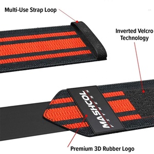 Muñequeras elásticas de algodón resistente de 18 pulgadas de grado profesional de gran calidad, muñequeras elásticas para gimnasio, muñequeras para levantamiento de pesas, logotipo personalizado - Product Image 3