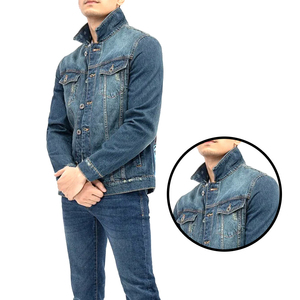 Vestes en jean personnalisées avec logo, prix de gros, en denim uni, fourrure, coton, style streetwear pour homme - Product Image 5