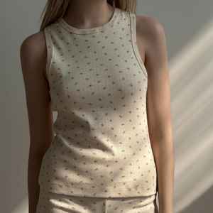 CYBEX INDUSTRY Débardeur court boutonné en toile de coton pour femme, doux, respirant, col en V, pour la maison et les loisirs, soin personnel - Product Image 1