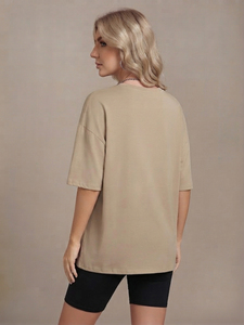 T-shirt femme imprimé sur mesure, coton oversize, coupe décontractée, épaules tombantes, streetwear, haute qualité 180 gsm - Product Image 5