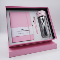 Coffret Cadeau Best-Seller Carnet A5 Effet Cuir avec Bouteille en Verre à Double Paroi et Stylo pour Usage Professionnel, Corporatif et Clients B2B