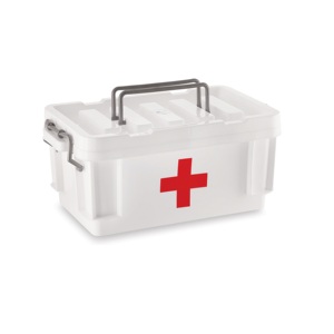 Botiquín Médico de Plástico con Tapa, Forma Rectangular, Color Blanco, Diseño de Cruz Roja, para Almacenamiento de Primeros Auxilios - Product Image 1