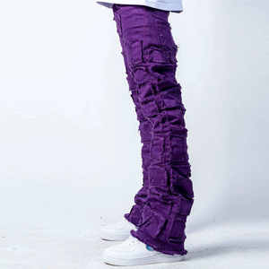 Vaqueros Premium de Invierno y Otoño para Hombre, Estilo Cargo, de Pierna Ancha Acampanada, Lavado Ácido, Multibolsillos, Desgastados, Ajustados, Ecológicos - Product Image 6