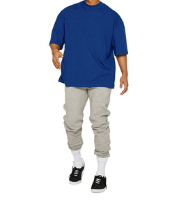 Camiseta de Algodón de Color Sólido para Hombre, Talla Grande, Manga Corta, Cuello Redondo, Corte Holgado Informal, Tejido Jersey, Largo Regular - Product Image 5