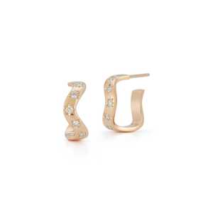 Wholesale 14k 18k <b>Gold</b> Lab Grown Diamond Hoop Earrings Starburst Flush Set 12mm Open Hugger <b>Huggie</b> Earring Loop Band Manufactur - Product Image 4