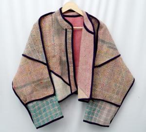 Chaqueta Kantha Estampada para Mujer, 100% Algodón, Ecológica, Transpirable, Estilo Vintage, Cuello Mandarín, para Otoño - Product Image 3