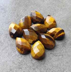 Pierre précieuse naturelle œil de tigre, forme poire, taille chevron, goutte d'eau, calibrée, pour bijoux - Product Image 3