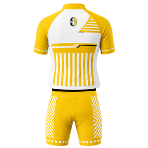 Golden Yellow <b>White</b> Custom <b>Cycling</b> <b>Jersey</b> Shorts Set Short Sleeve Full Zip Breathable Padded Bike Uniform Racing Training Sports - Product Image 2
