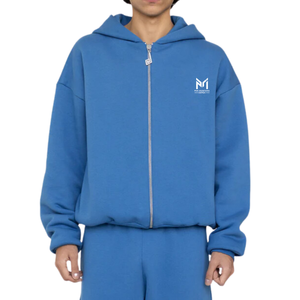 Sweat-shirt à capuche zippé unisexe Pak Muntaha Impex bleu, coupe oversize, en polaire, décontracté, pour l'automne, tricoté, 100% coton - Product Image 5
