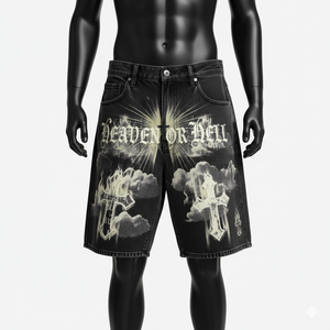 กางเกงยีนส์ขาสั้นทรงหลวมสไตล์สตรีทแฟชั่นสำหรับผู้ชาย รุ่นแบ็กกี้ ขากว้าง แฟชั่นแนวอเมริกัน รับผลิตตามแบบ สั่งทำแบรนด์ส่วนตัว OEM - Product Image 2