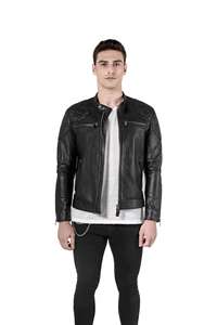 Chaqueta de Cuero Genuino para Hombre, Diseño con Parches en los Hombros, Estilo Universitario Transpirable, Logotipo Personalizado, Patrón Clásico, Primavera Invierno - Product Image 6