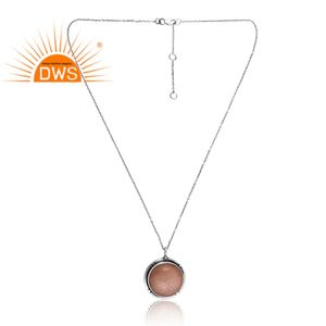 Nueva tendencia, colgante de collar de piedras preciosas de piedra lunar de melocotón Natural de Plata de Ley 925 para mujer, proveedor de joyería personalizada - Product Image 3