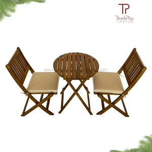 Bistro Lisa Furniture European Style Vietnam <b>Outdoor</b> Wooden Furniture <b>Foldable</b> Bistro Set Sustainable <b>Outdoor</b> Decor - Product Image 1