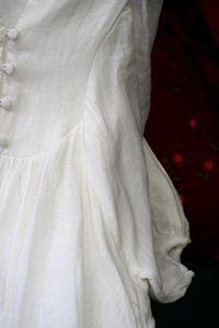Women’s Deep V Neck <b>White</b> Linen <b>Maxi</b> Dress V-Neck Puff Sleeve Loose Fit Casual Solid Color Breathable Spring Dress - Product Image 3