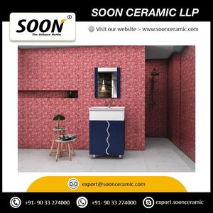 Standard Quality <b>Wall</b>-Mounted Ceramic Basin Bathroom Vanity Table with <b>Mirror</b> Included Eco-Friendly Design From India Export - Product Image 4