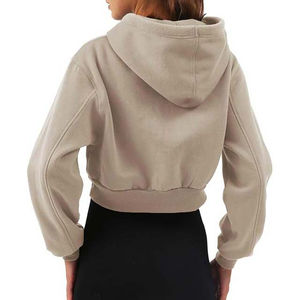 Haut court à capuche léger pour femme, en molleton écologique, séchage rapide, respirant, pour le sport et les loisirs, coupe oversize à épaules tombantes, vente en gros - Product Image 2