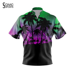 Vente en gros, vente chaude, maillot de bowling personnalisé sublimé, chemises de bowling d'équipe pas chères, vos propres polos à fermeture éclair, maillots - Product Image 5