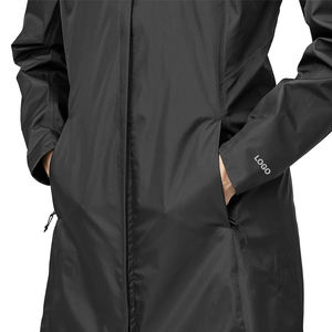 Veste imperméable de haute qualité pour femmes, parka à 3 couches, à capuche, respirante, en nylon, veste technique d'extérieur, logo personnalisé, longue veste de pluie - Product Image 4