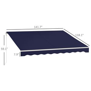 Tenda Parasole Elettrica Retrattile Blu 3,6x3m con Telecomando e Manovella per Terrazzo, Balcone, Giardino - Product Image 3