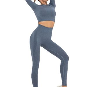 Ensemble de yoga minimaliste 2 pièces taille haute pour femme, avec leggings longueur cheville, pour le sport et le contouring corporel, haute performance - Product Image 3