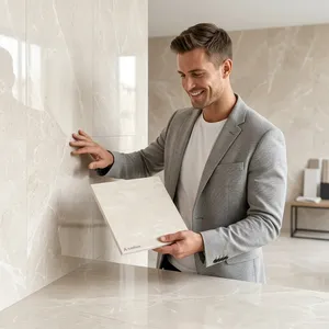 Carreaux de revêtement mural grand format en porcelaine émaillée sculptée 600x1200, texture luxueuse pour les intérieurs de bâtiments commerciaux - Product Image 4