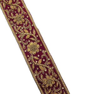 Ribete de encaje Dabka bordado a mano, estilo étnico indio, 1 pieza, color personalizado, venta al por mayor - Product Image 1