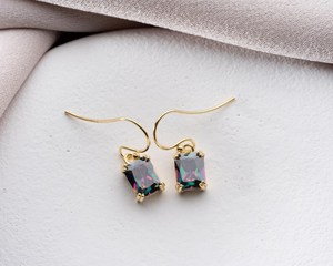 Pendientes Colgantes de Topacio Místico, Gema Iridiscente Arcoíris, Plata de Ley 925, Chapado en Oro de 14K - Product Image 4