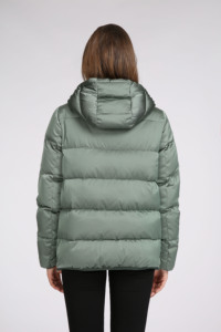 Women's Winter Hooded Quilted Jacket Solid Color Polyester Filled Puffer <b>Coat</b> Full Sleeve Zipper Closure Regular Length - Product Image 2