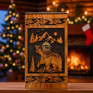 Urne funéraire en bois de rose sculptée à la main AYAANS, très vendue, pour cendres d'adultes, urnes funéraires en gros (6X6X11)IN - Product Image 2