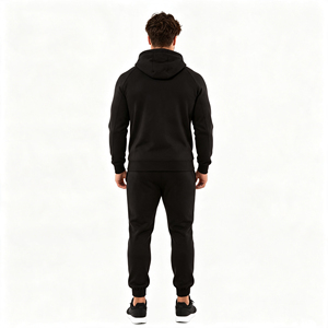 Modern Minimalist Plain Heavyweight Sweat Set <b>Men</b> Deep Front <b>Pouch</b> Pocket Elastic Ankle Cuffs Two Pieces Box - Product Image 2