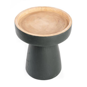 Mesa Auxiliar Redonda de Madera Maciza Estética, Mesa Auxiliar con Base Negra, Tablero Escultural Decorativo para Sala de Estar - Product Image 2