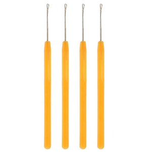 Yellow Handle Steel Hair Extension Loop <b>Threader</b> Latch Hook Micro Link Bead Pulling <b>Needle</b> Set Bulk Salon Hardware Kit - Product Image 1