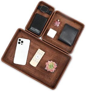 Ensemble de 3 plateaux de service décoratifs en rotin de haute qualité, faits à la main, écologiques, plateau alimentaire, couleur personnalisée, finition polie - Product Image 3