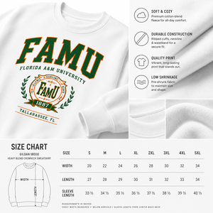 Sweat-shirt à col rond HBCU FAMU en coton mélangé épais, style vintage, avec motif de l'Université Floride A&M, pour la vente en gros - Product Image 2