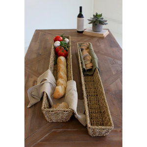 Ensemble de deux paniers à pain tissés en jonc de mer Accessoire de décoration de cuisine élégant - Product Image 1