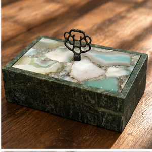 Black MARBLE Cremation Urn Keepsake <b>Box</b> Leaf Knob <b>Memorial</b> Ashes Container for Home Display - Product Image 4