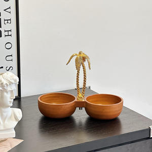 Luxury Silver <b>3</b> Section Serving Bowl With Gold Reindeer Handle Elegant Metal Triple Nut Tray For Christmas Home Decor - Product Image 2