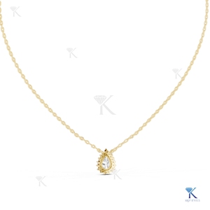 จี้เพชรทรงลูกแพร์แบบ Halo  ทองคำแท้ 14K 18K สำหรับผู้หญิง รูปทรงหยดน้ำ  เครื่องประดับเจ้าสาว ขายส่งจากผู้ผลิต - Product Image 6