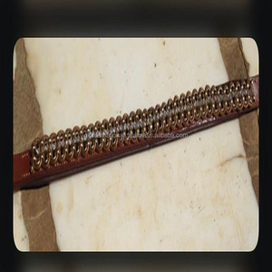 Bandes de sourcils chaînées en cuir véritable de haute qualité équestre en cuir de grain de finition noir ou marron - Product Image 3
