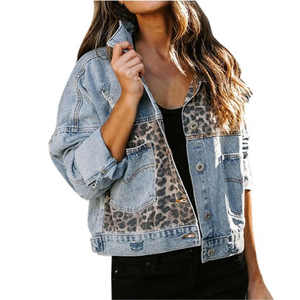 Veste en jean noire pour femme, couleur unie, basique, pour le printemps et l'automne - Product Image 1