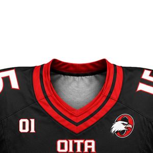Red & Black American Football Jersey Set with Matching Protective <b>Compression</b> Shorts for Training and Match Play - Product Image 3