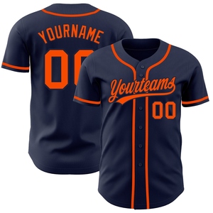 Venta al por Mayor del Jersey de Béisbol Auténtico OMMIZ INDUSTRY Personalizado en Azul Marino y Naranja, el Más Vendido - Product Image 1