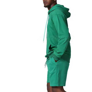 Conjunto de Sudadera con Capucha y Pantalones Cortos Casuales de Invierno para Hombre, Tallas Grandes, Transpirable, 100% Algodón, Logotipo Frontal - Product Image 2