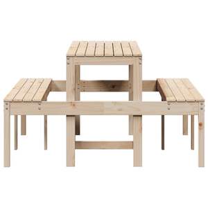 Mesa de Picnic Resistente de Madera de Pino Sólido para Exteriores, Mesa de Picnic de Madera Natural para Uso en Exteriores - Product Image 5