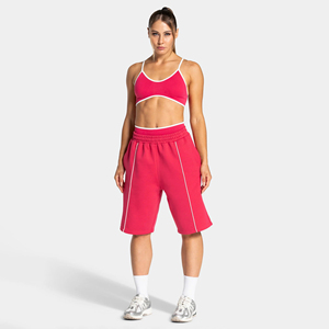 Shorts Anchos para Mujer en Rojo Cereza con Ribete en Contraste, Tela Suave y Transpirable de Alta Calidad, Shorts de Invierno, Fabricante OEM y ODM - Product Image 5