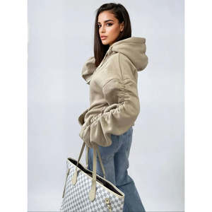 Sudadera con capucha corta personalizada para mujer, sudaderas casuales y sudaderas con capucha, sudadera con capucha extragrande para mujer - Product Image 2