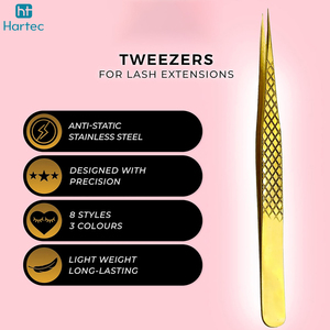 1 Pcs Gold Color Stainless Steel Straight Fiber Tip, Eyelash Extension Tweezers Eyelash Extension Tweezers Makeup Tools - Product Image 4