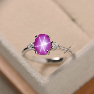 แหวนทับทิมรูปดาวหกแฉก, แหวนทำมือ, แหวนผู้หญิง, แหวนสัญญา, แหวนเงินแท้ 925, แหวนรูปดาวลินดี้, ของขวัญสำหรับเธอ - Product Image 1