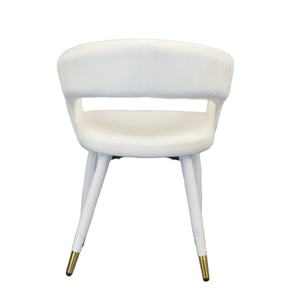 Chaise de salle à manger moderne en velours <span class=keywords><strong>avec</strong></span> dossiers incurvés et pieds coniques surmontés d'embouts dorés pour salle à manger salon cuisine - Product Image 2